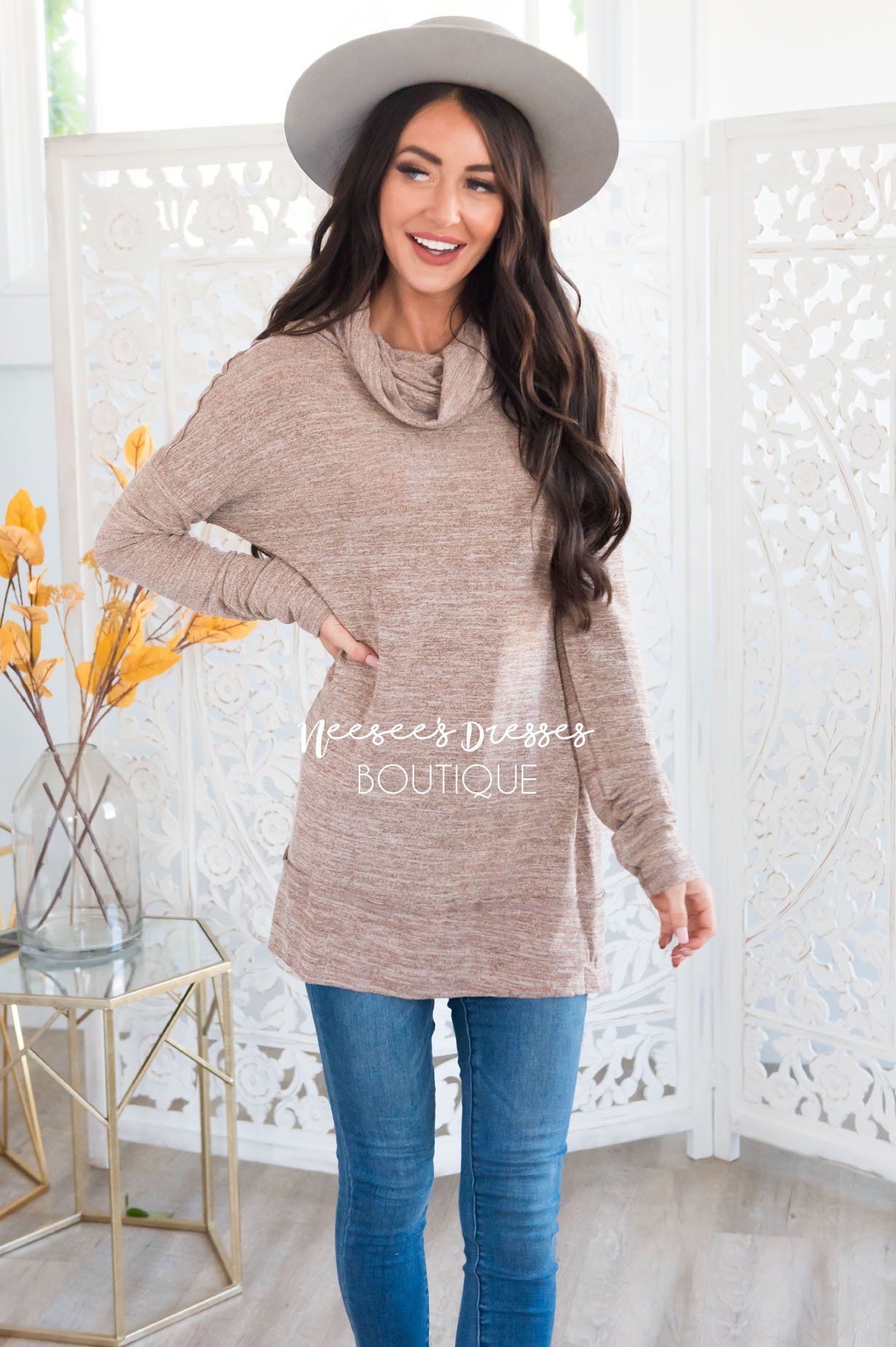 Sheer Modest Cowl Neck Tunic