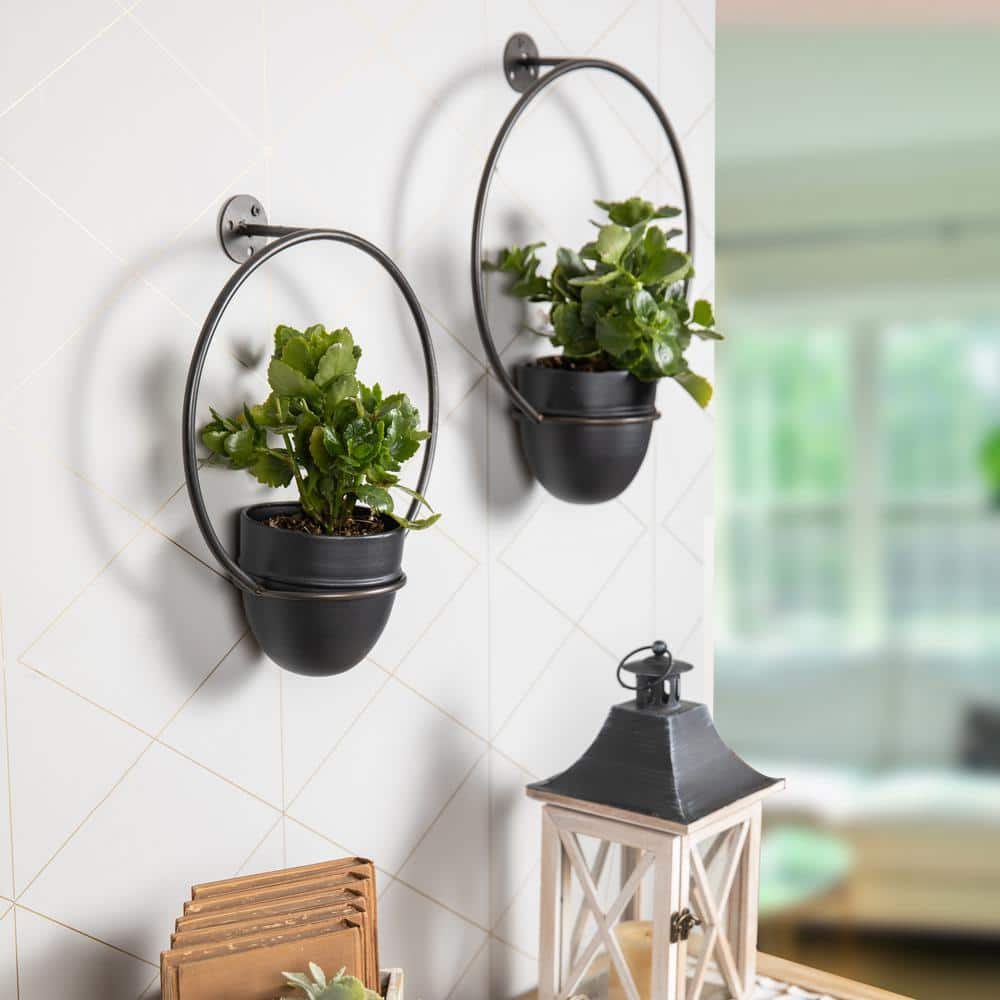 DANYA B Urban Green Metal Hanging Planter Set (2-Piece) FHB21506