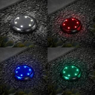 Hampton Bay Solar Black LED Disc Path Light Color Changing (4-Pack) D1000-12