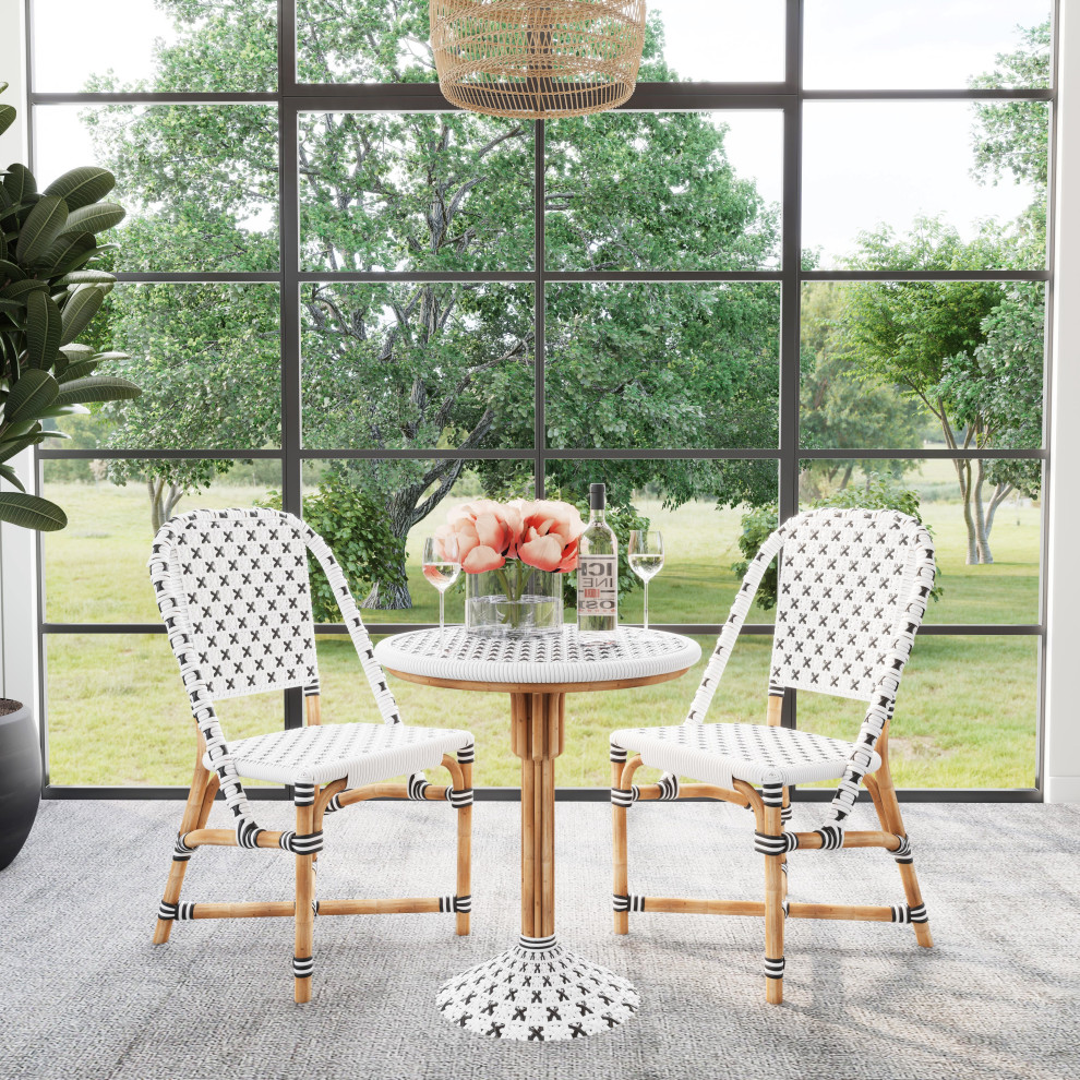 Butler Tenor White  ampBlack Rattan Dining Chair   Tropical   Dining Chairs   by Furniture East Inc.  Houzz