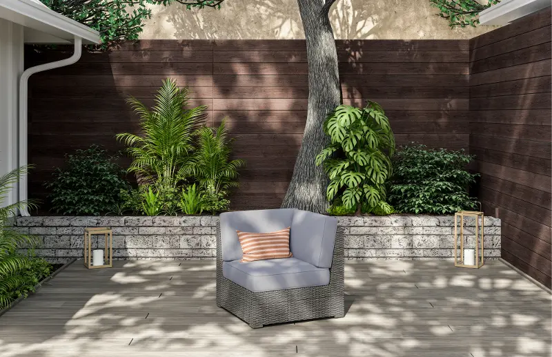 Boca Raton Gray Outdoor Sectional Side Chair