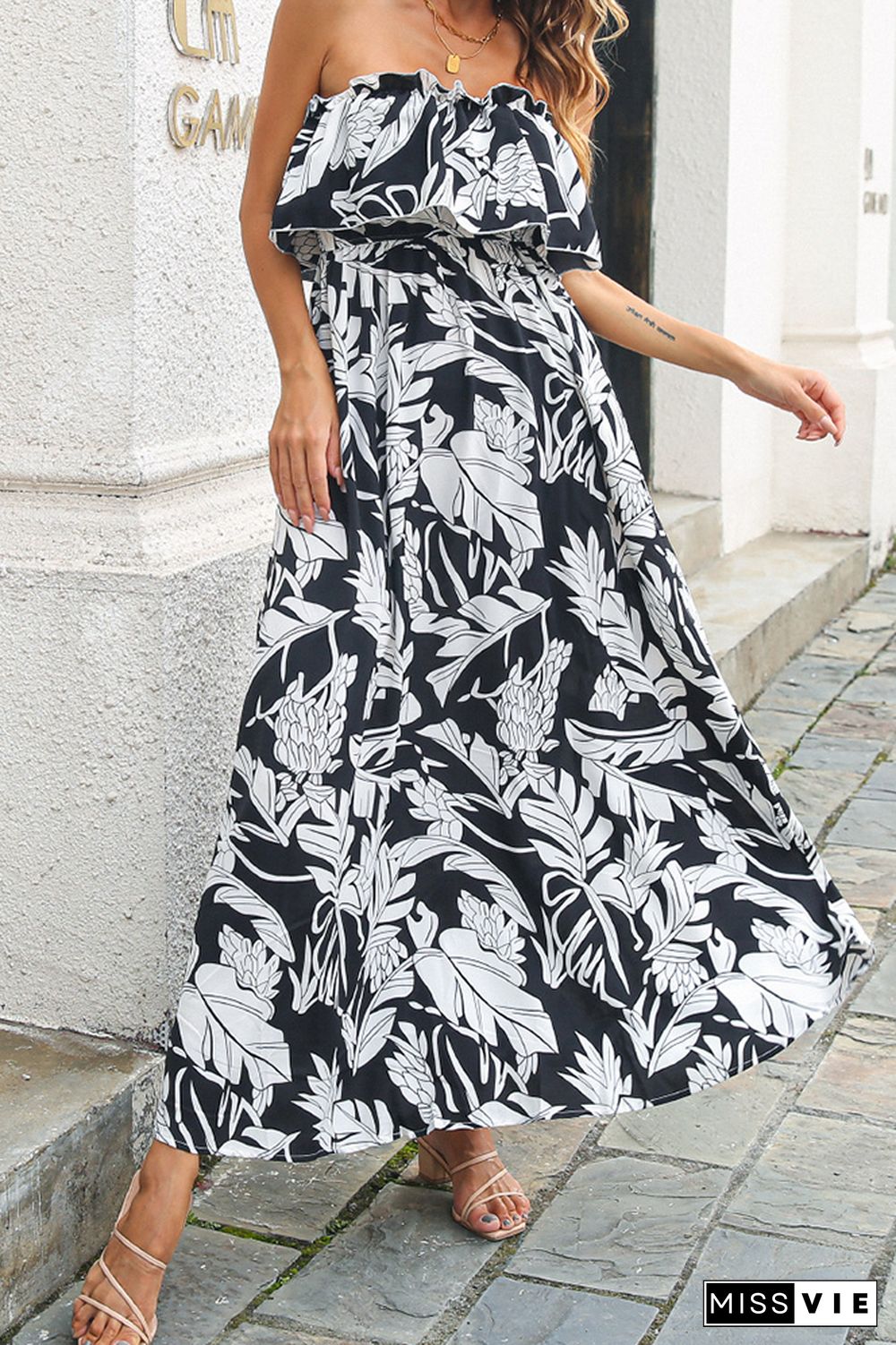 Floral Off-shoulder Long Dress Wholesale