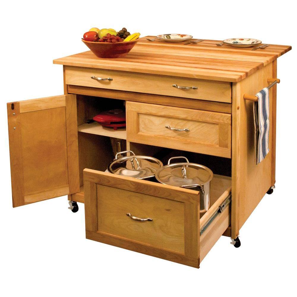 Catskill Craftsmen 38 in. wide Butcher Block Kitchen Island with Deep Drawers 15218