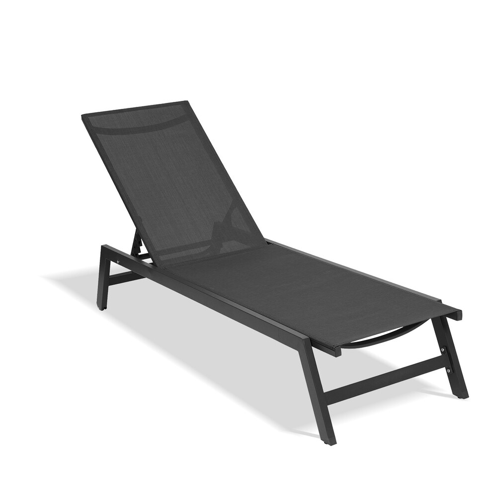 Outdoor Aluminum Chaise Lounge Chair with Five Position Adjustable Recliner