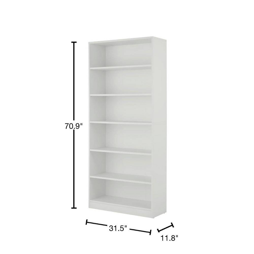 StyleWell Braxten 71 in. White 6-Shelf Basic Bookcase with Adjustable Shelves 07701WT