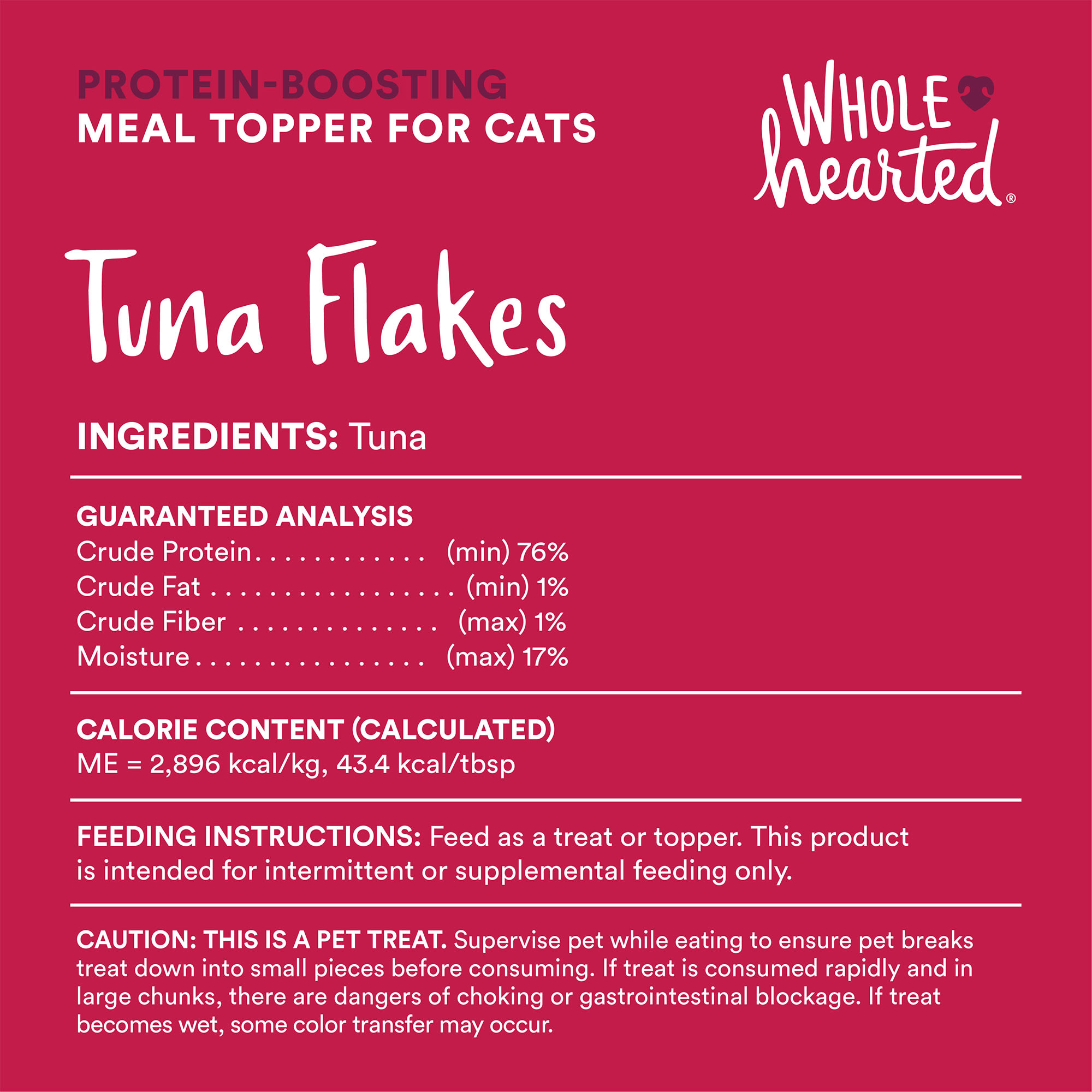 WholeHearted Tuna Flakes Protein-Boosting Dry Cat Meal Topper， 1 oz.