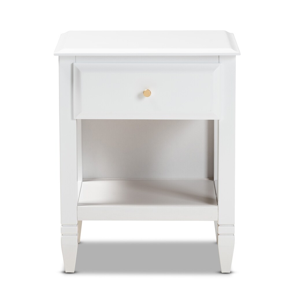 Naomi Classic and Transitional 1 Drawer Bedroom Nightstand