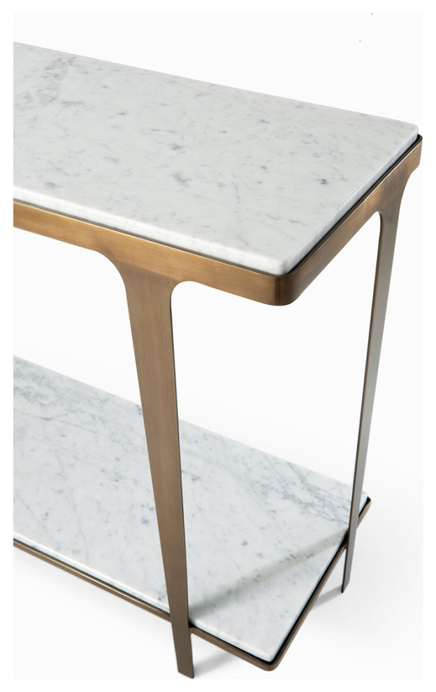 Art Deco Style White Marble Top Console   Contemporary   Console Tables   by English Georgian America  Houzz