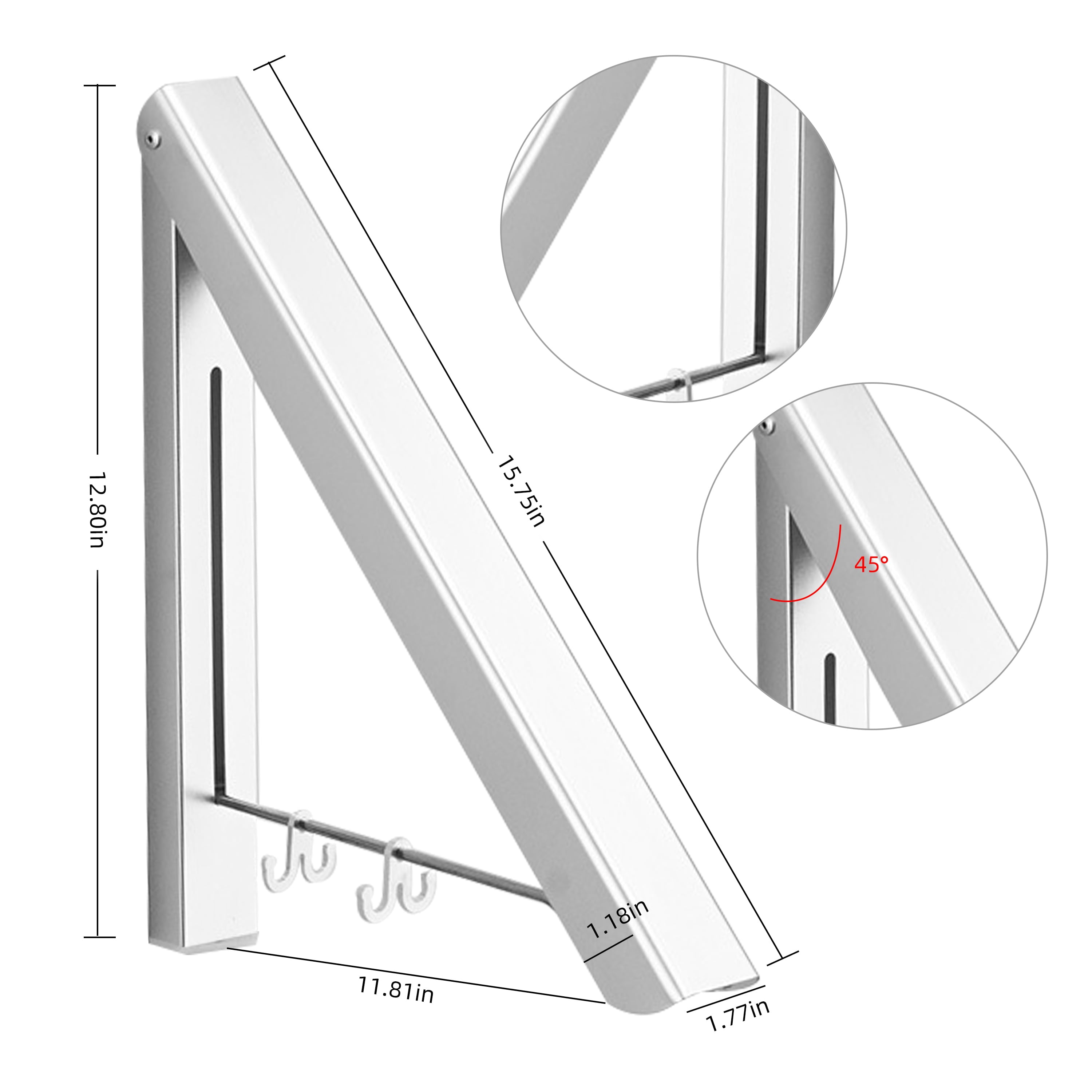 Folding Drying Rack,Aluminum Wall Mounted Drying Rack,laundry rack for drying clothes,Drying Rack for clothes for Laundry Room Closet Storage Organization