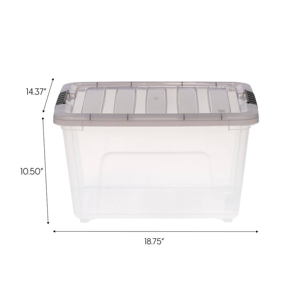 IRIS 32 qt. Stack  Pull Clear Plastic storage Box Lid Gray (Pack of 5) 500145