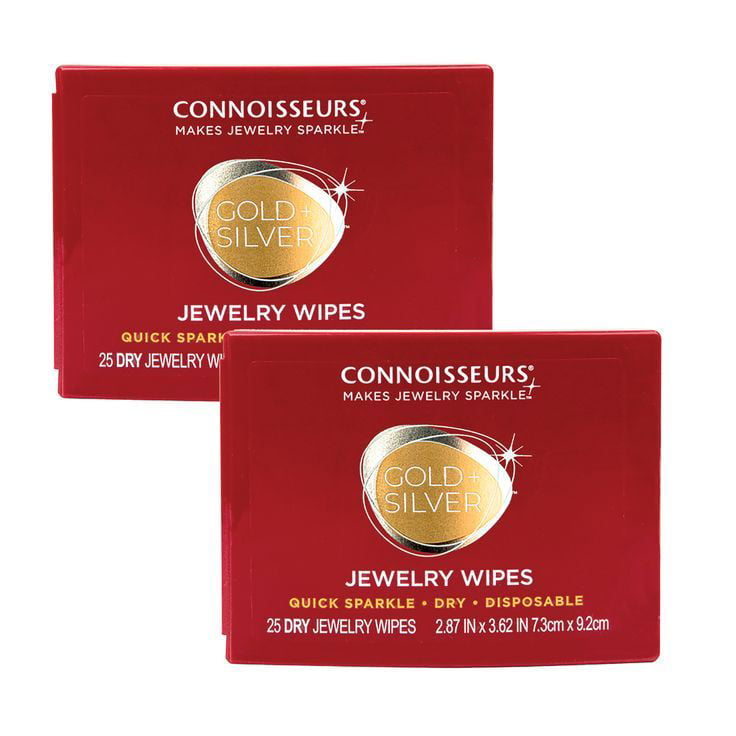 Connoisseurs® Jewelry Wipes, Polishing Wipes for Gold and Silver Jewelry, 2 Pack