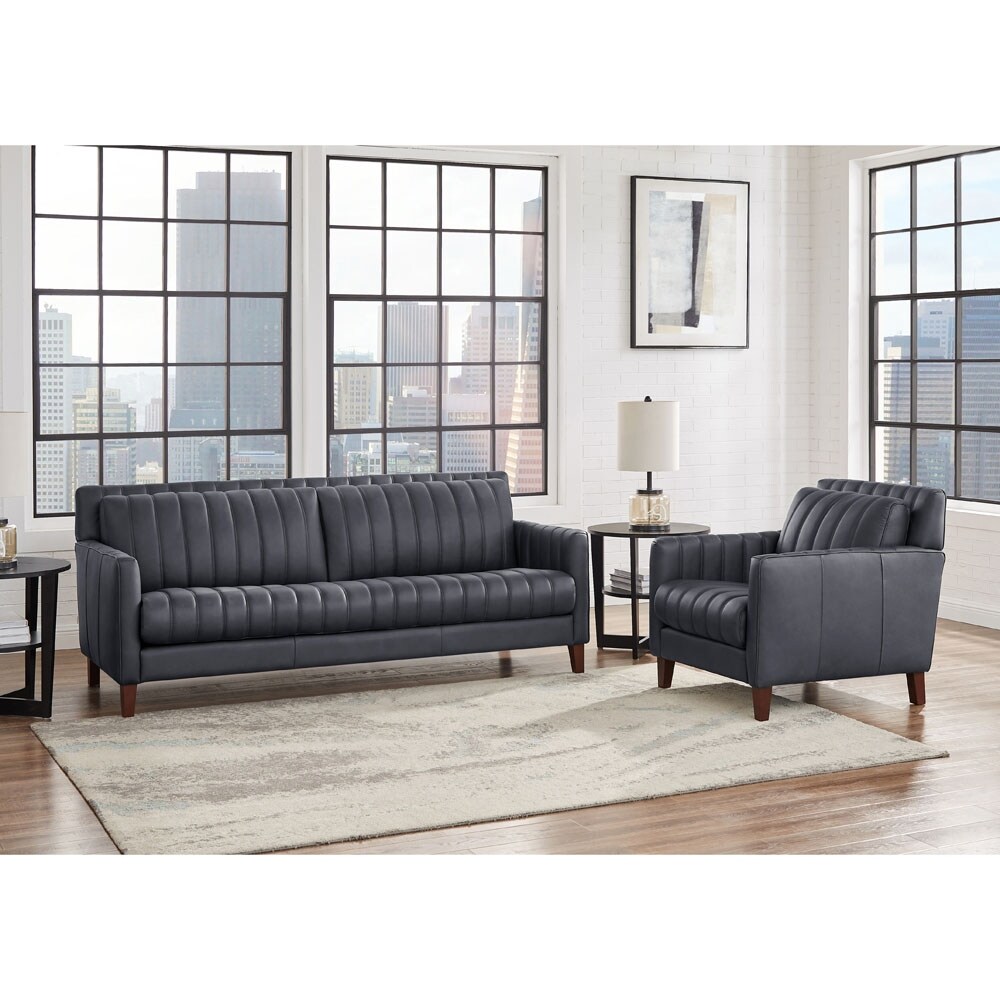 Hydeline Ennis Top Grain Leather Sofa and Chair Set   Sofa  Chair