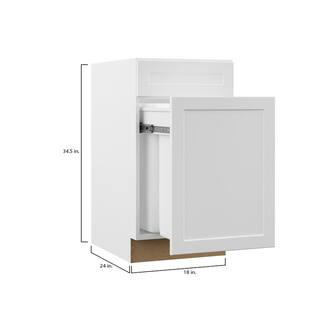 Hampton Bay Designer Series Melvern White Assembled Dual Pull Out Trash Can Base Kitchen Cabinet (18 in. x 34.5 in. x 23.75 in.) BWD18-MLWH