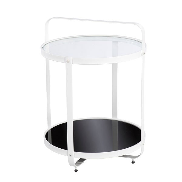 SEI Furniture Valerio Contemporary White Glass Side Table