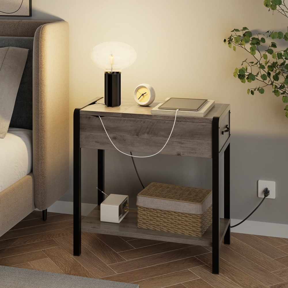 End Table with Drawer Charging Station