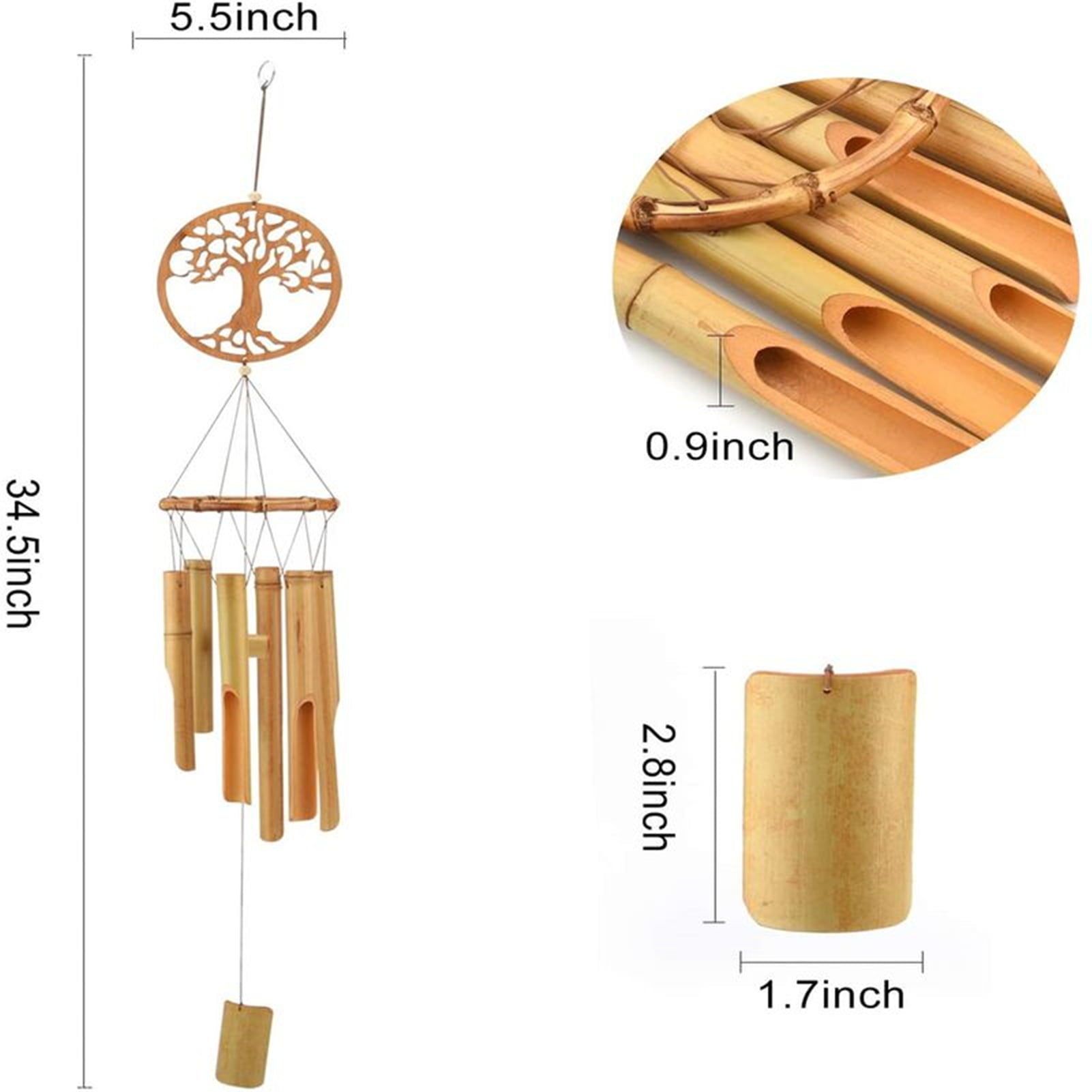 Yaoping Outdoor Wind Chime， 34.5 inch Handmade Wall Hanging Music Windchime with Deep Tone Clearance Gifts for Garden Indoor Outdoor