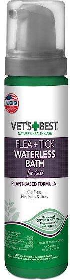 Vet's Best Flea and Tick Prevention Waterless Bath Cat Shampoo， 8-oz bottle