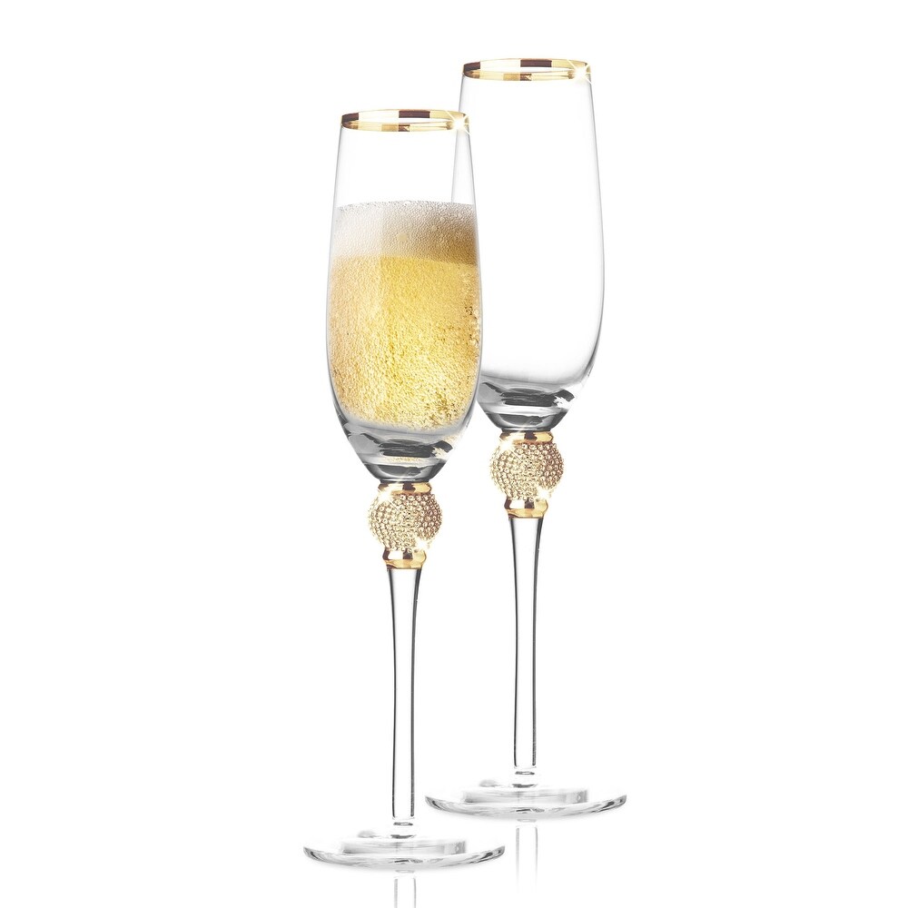 Berkware Crystal Champagne Glass with Gold or Silver Rim   11\