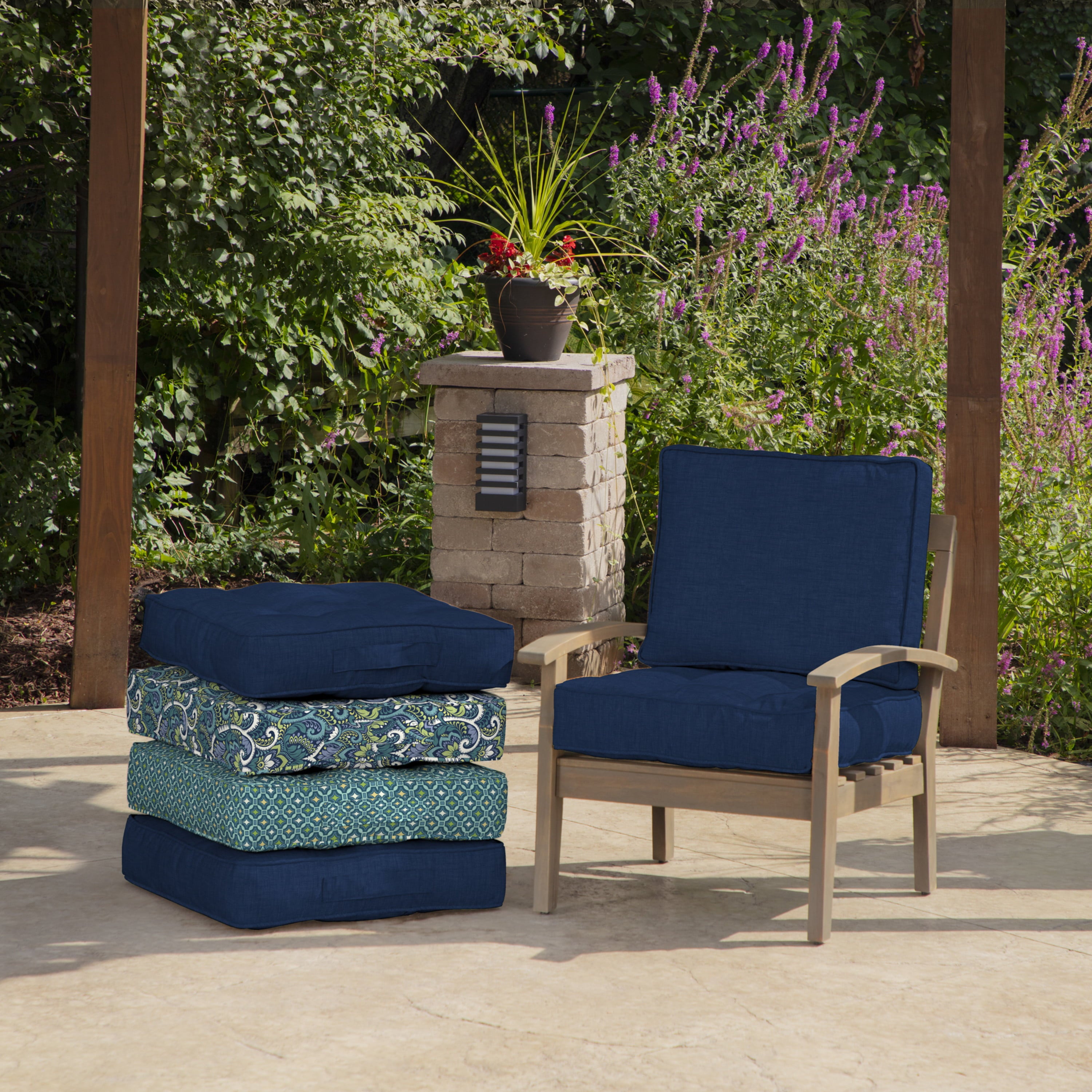 Arden Selections PolyFill Outdoor Deep Seating Cushion Set 24 x 24， Sapphire Blue Leala