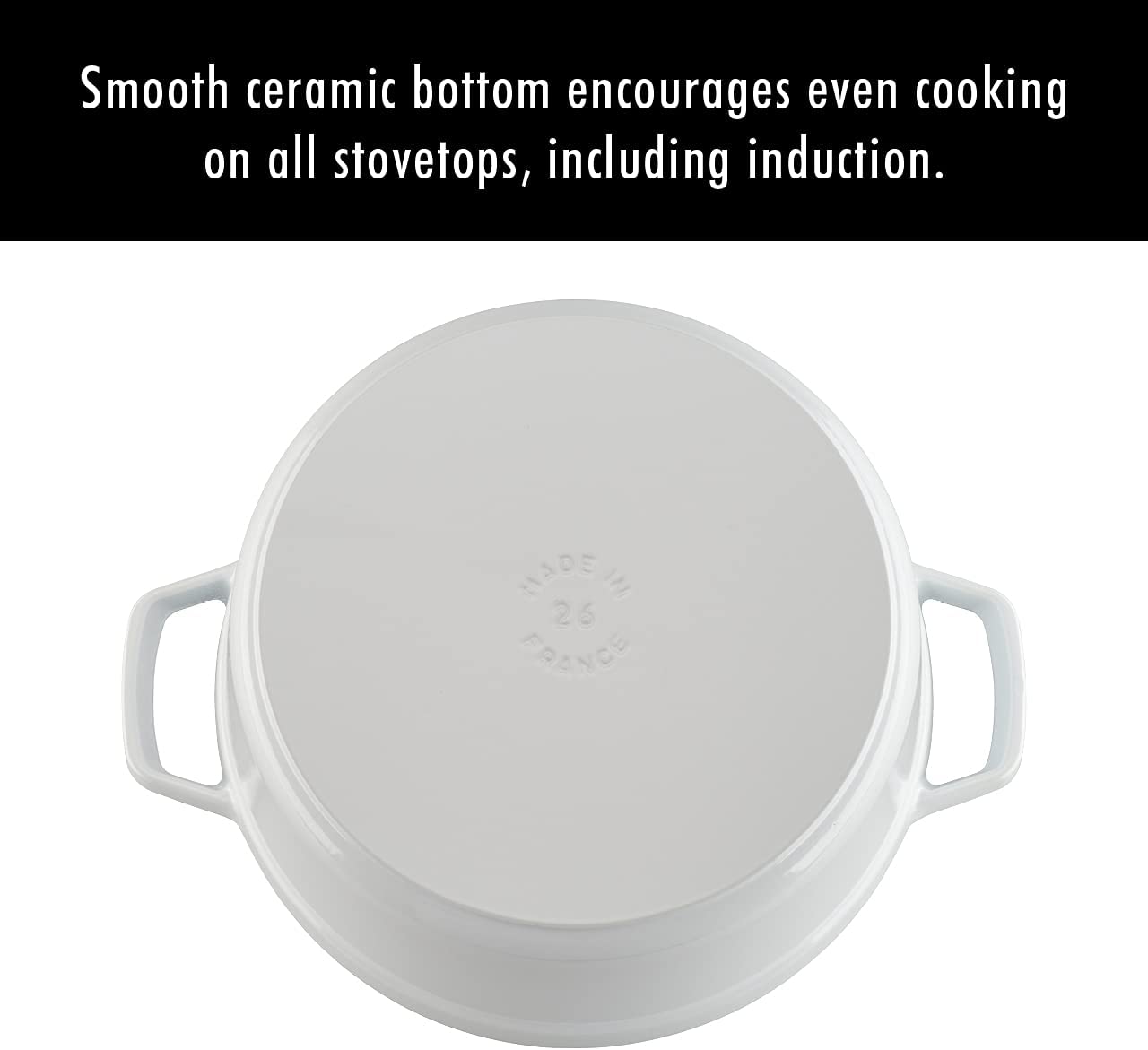 STAUB Cast Iron Round Cocotte Dutch Oven， 5.5-quart， White， Made in France