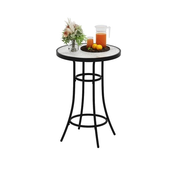 Patio Bistro Table WeatherResistant Black Metal Table Garden，Balcony