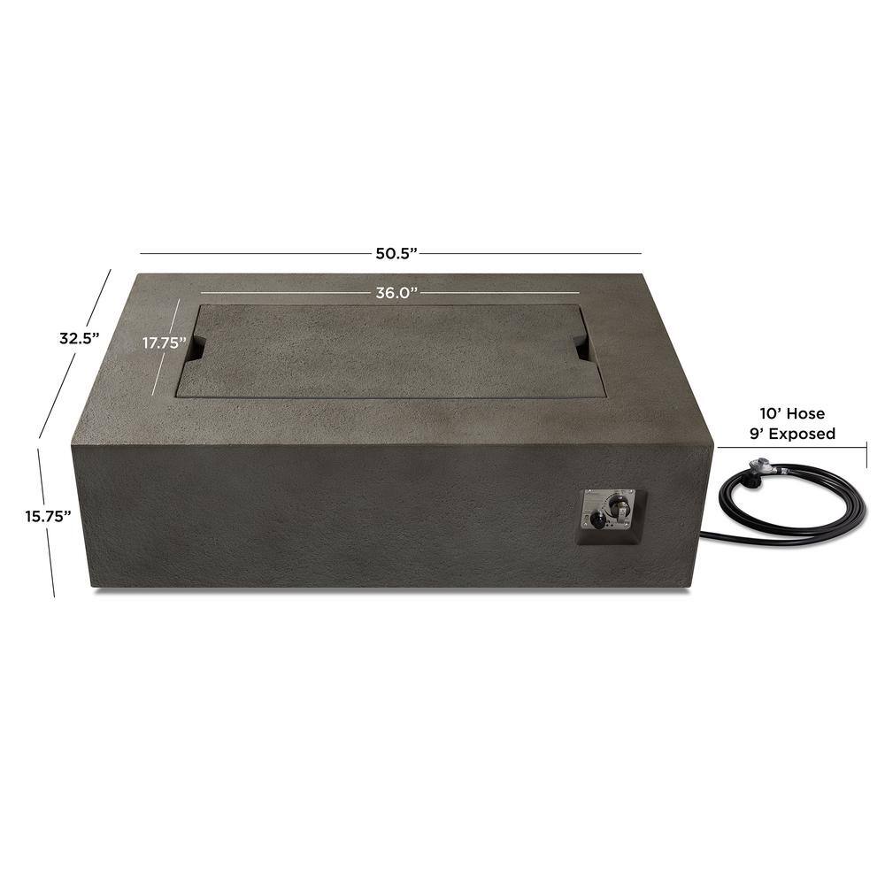 Real Flame Baltic 50 in. L x 32 in. W Rectangle MGO Liquid Propane Fire Table in Grey with Burner Lid and Protective Cover 9750LP-GLG