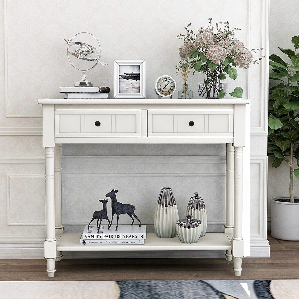 Modern 2 drawer Console Table with Shelf 35.4\