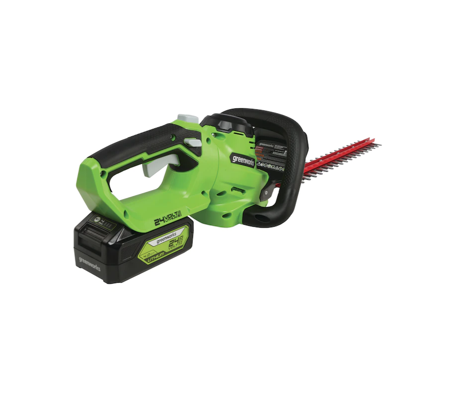 Greenworks HT24B414 24-Volt 22-in Dual Cordless Electric Hedge Trimmer (Battery and Charger Included)