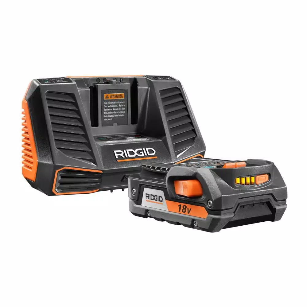 RIDGID 18-Volt Hybrid Folding Panel Light with 18-Volt Lithium-Ion 2.0 Ah Battery and Charger Kit and#8211; XDC Depot