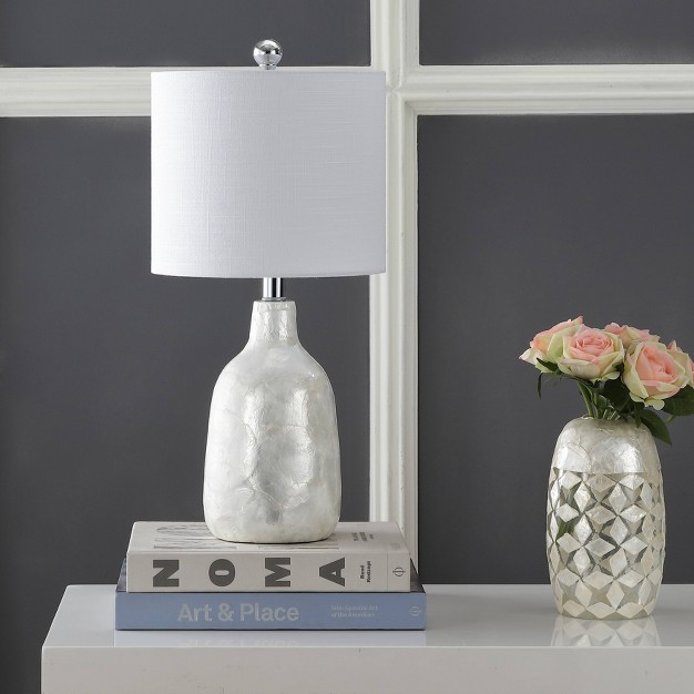 Lucille Seashell Table Lamp includes Led Light Bulb Pearl White Jonathan Y