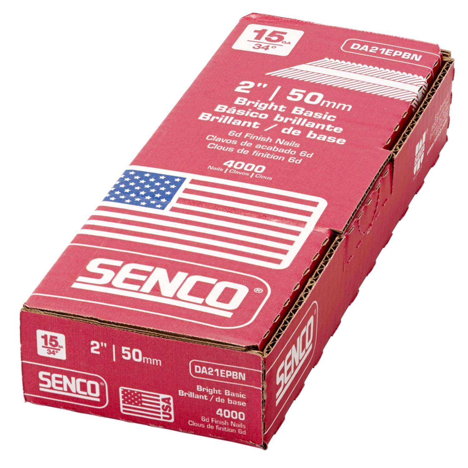 Senco 2 in. 15 Ga. Angled Strip Bright Finish Nails 34 deg 4000 pk