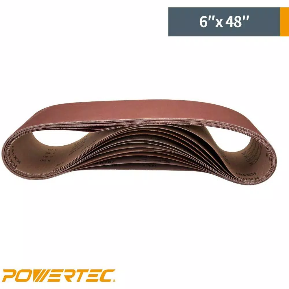 POWERTEC 6 in. x 48 in. 120-Grit Aluminum Oxide Sanding Belt (10-Pack) and#8211; XDC Depot