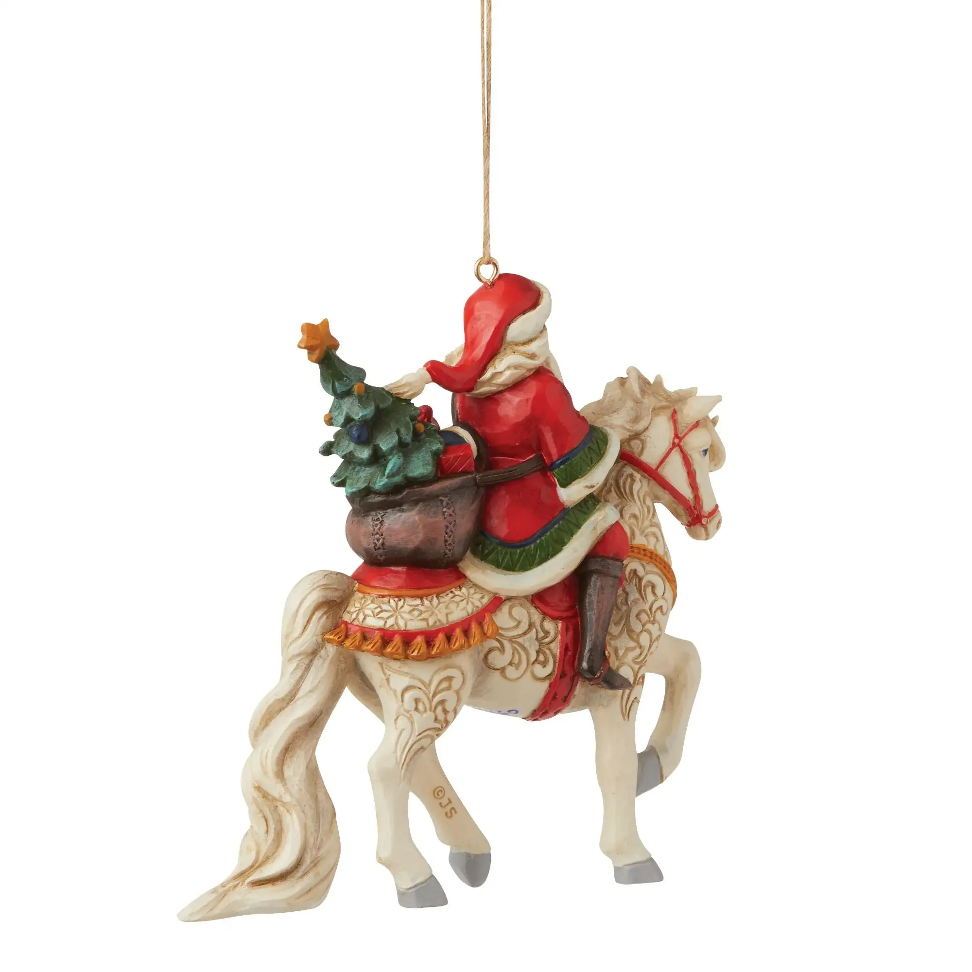 Santa Riding White Horse Orn