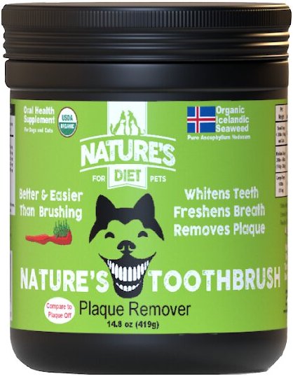 Nature's Diet Toothbrush Systemic Plaque Remover Dry Dog Food Topping， 14.8-oz jar