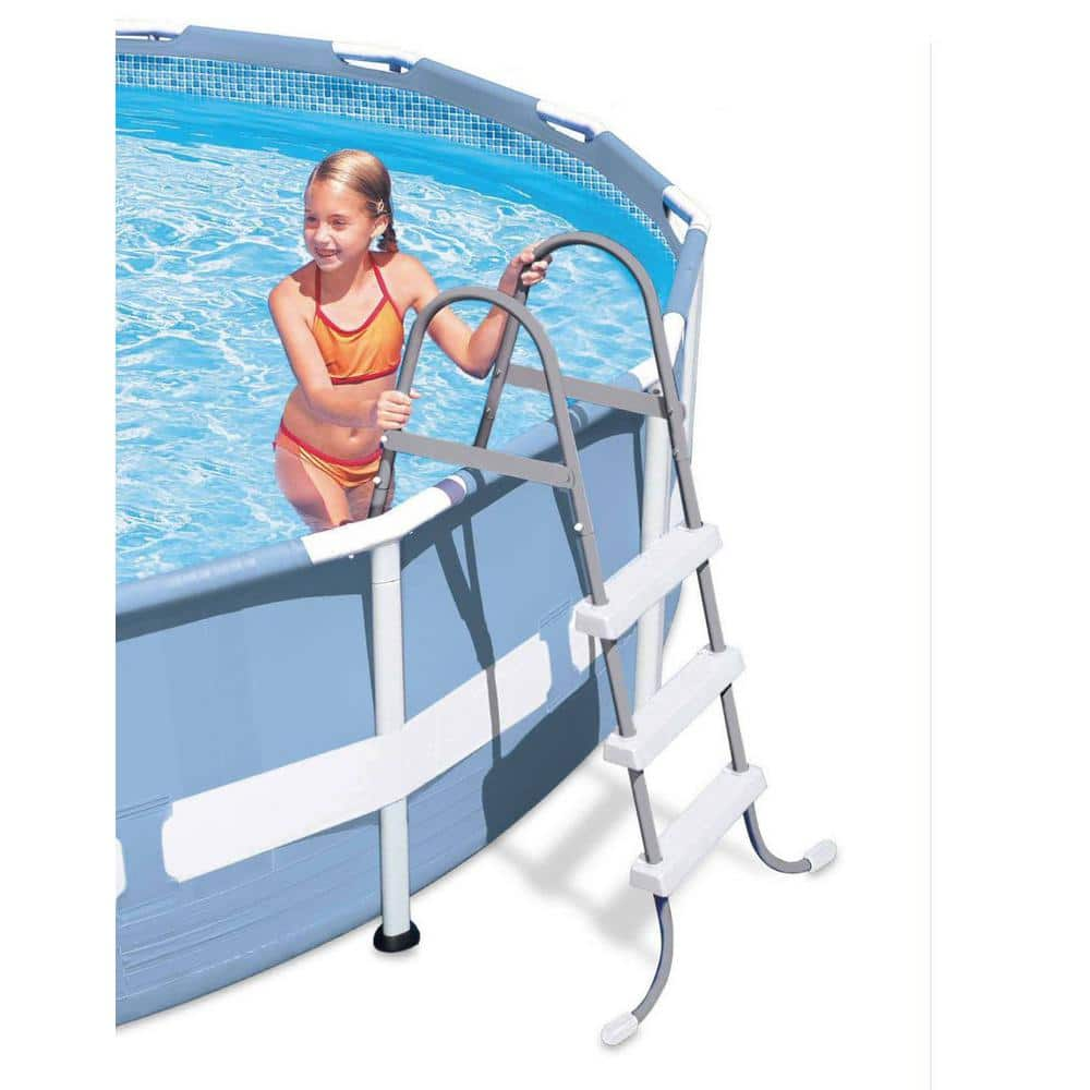 Intex Steel Frame Pool Ladder for 42 in. Wall Height Pools and 10 ft. Round Pool Cover 28065E + 28030E