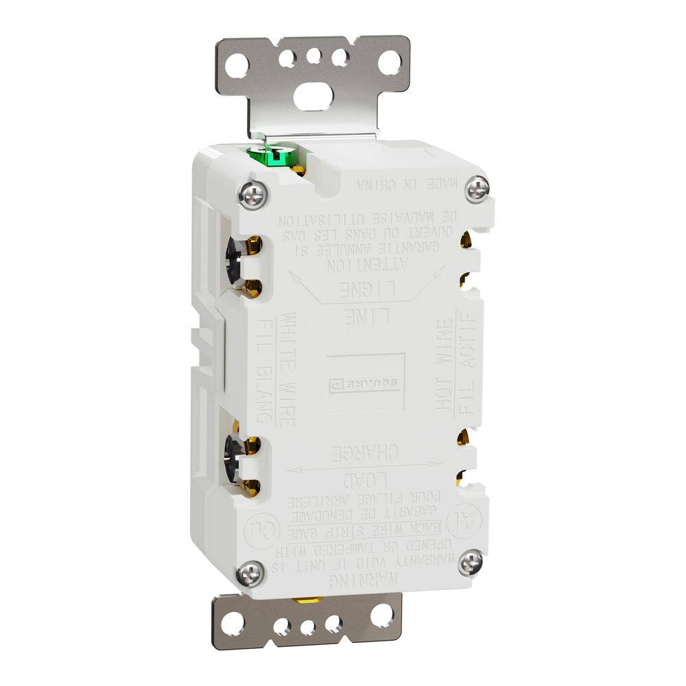 Square D X Series 20 Amp 125-Volt Outdoor Tamper Resistant GFCI Duplex Outlet Decorator Receptacle Back Wire Clamps Matte White SQR51203WH