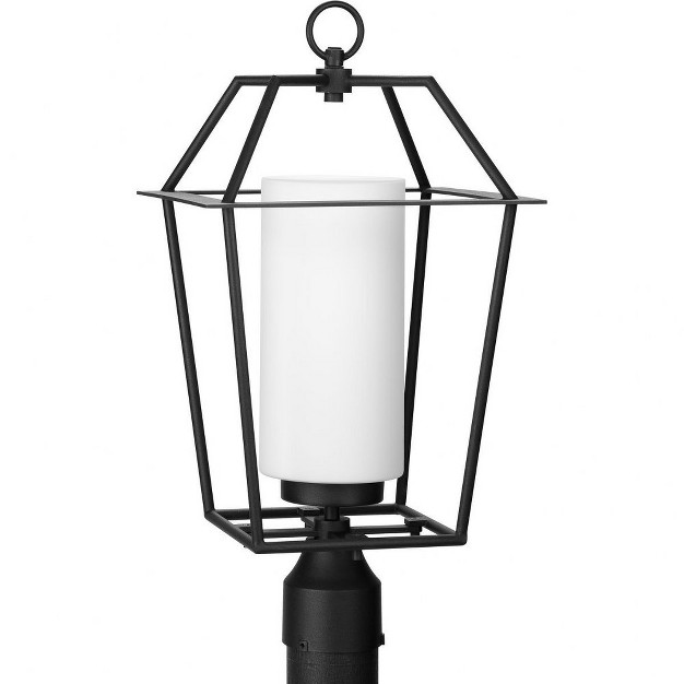 Progress Lighting Chilton 1 light Outdoor Post Lantern Textured Black Etched Opal Glass Shade