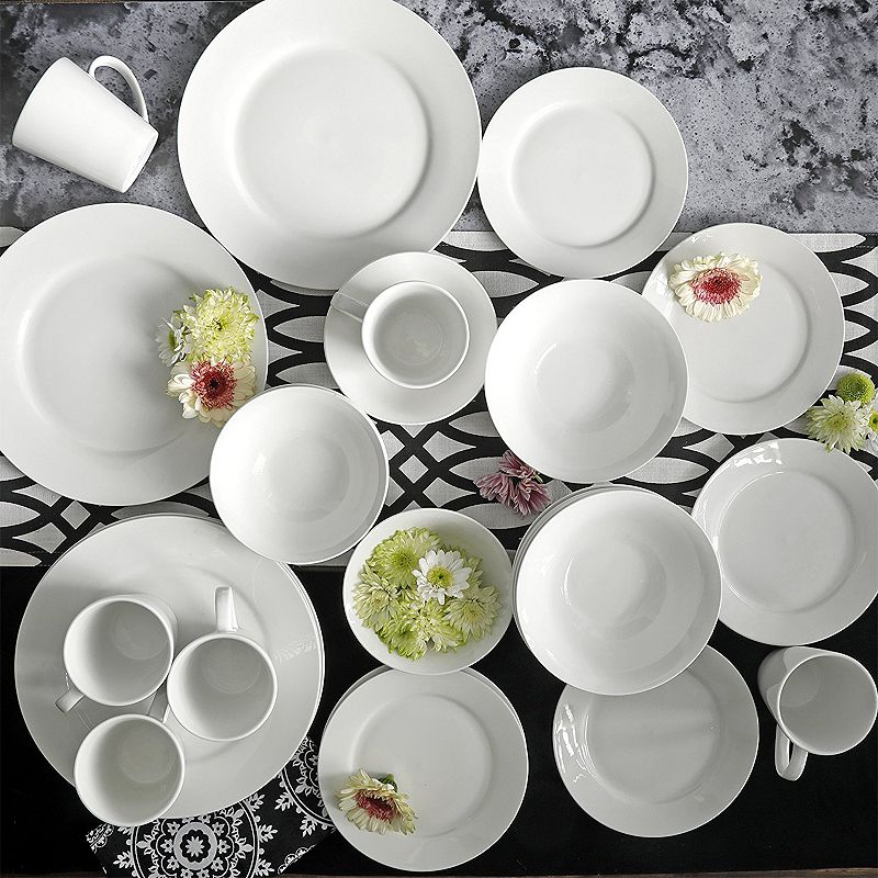 Gibson Everyday Noble Court 30 Piece Ceramic Dinnerware Set in White