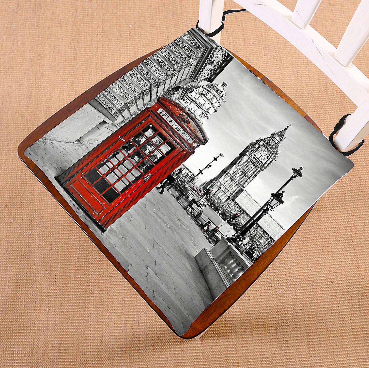 Cityscape Chair Pad， London Big Ben Telephone Seat Cushion Chair Cushion Floor Cushion 40x40 Cm