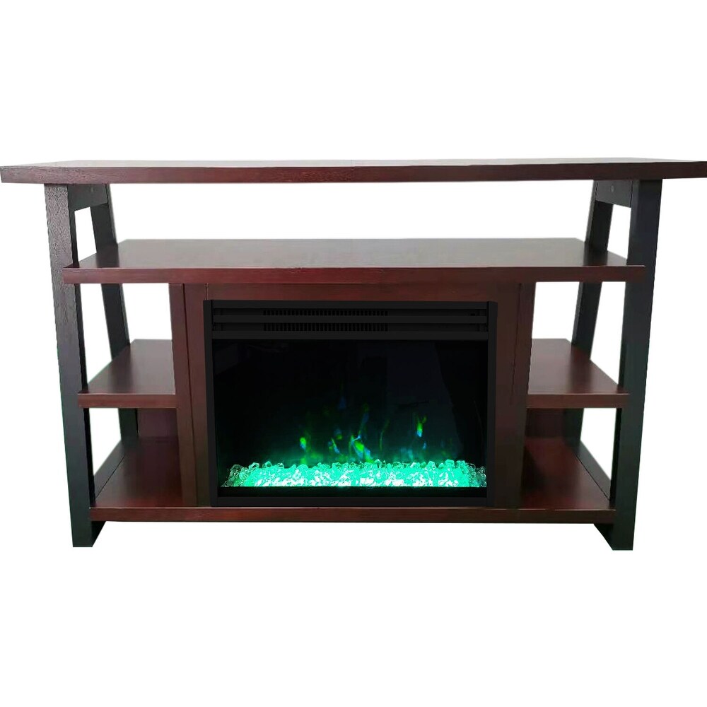 Cambridge 32 In. Sawyer Industrial Electric Fireplace Mantel with Deep Crystal Display and Color Changing Flames  Mahogany