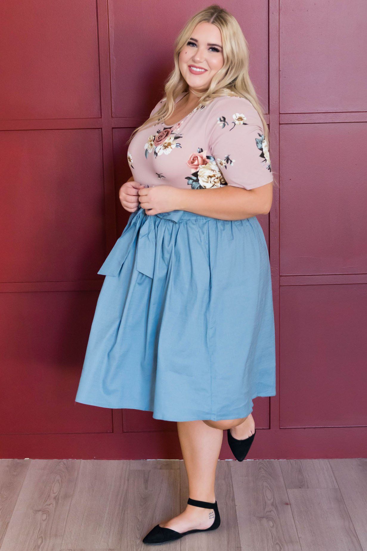 Chambray Tie Waist Skirt