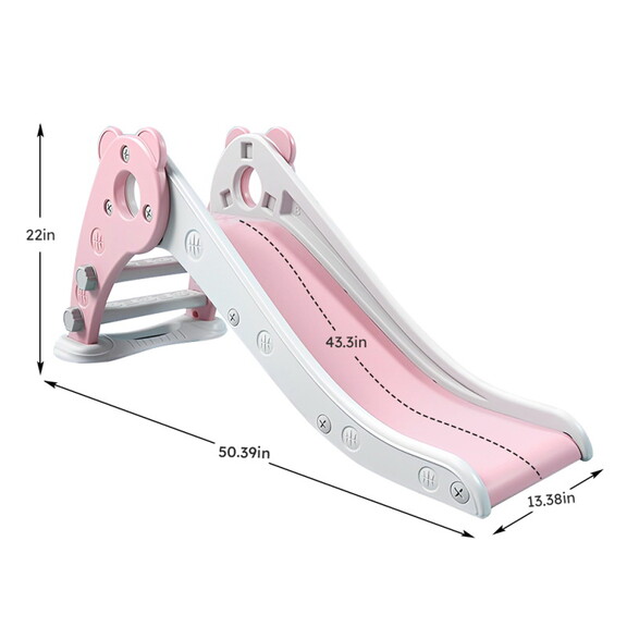 Kid Slide for Toddler Age 1 3 Indoor Bear pink Pla...