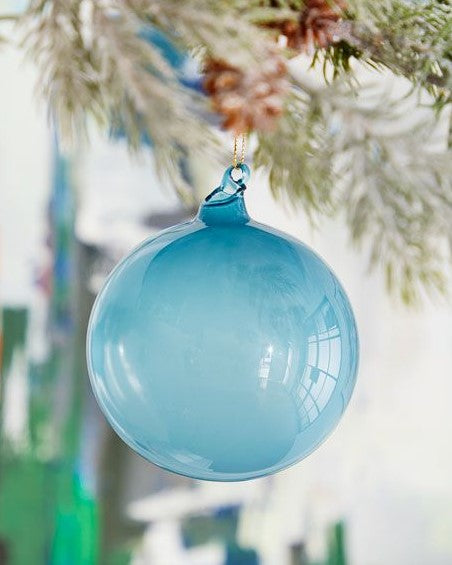 3 Aqua Bubblegum Glass Ornament Box Of 6