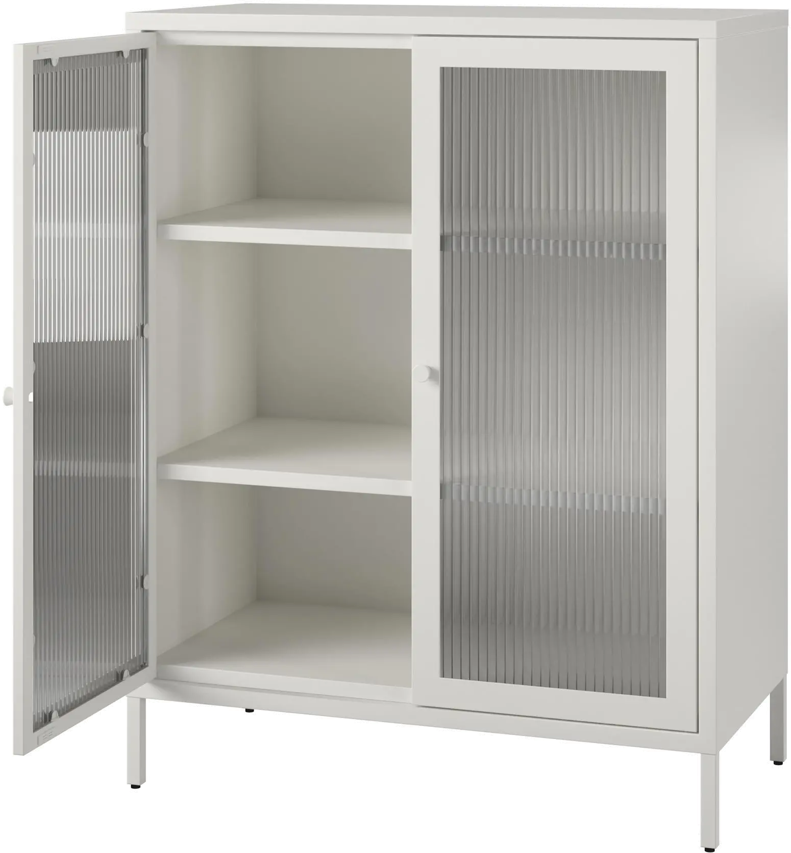 Ashbury White 40H Accent Cabinet with Fluted Glass Doors