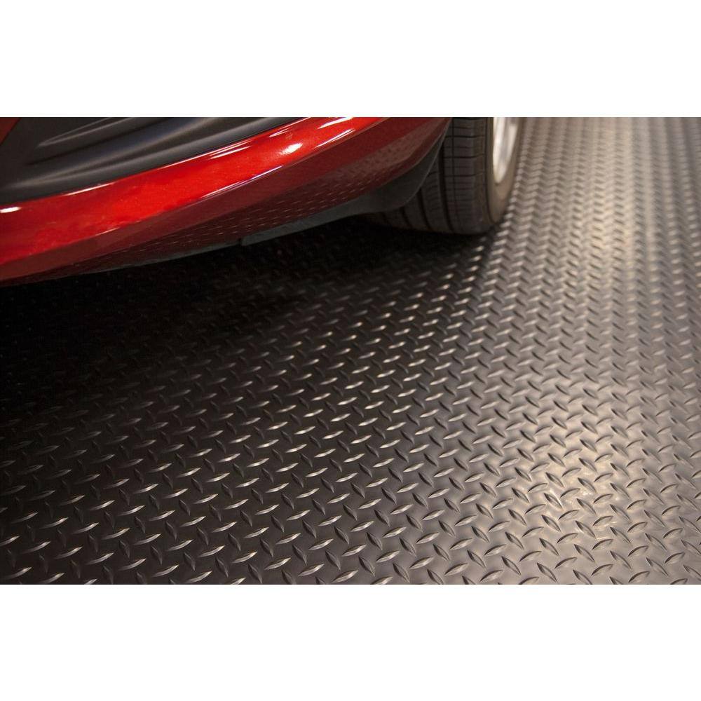 HDX 7.5 ft. W x 14 ft. L Midnight Black Diamond Plate Commercial Vinyl PVC Garage Flooring HX45DT714MBRET