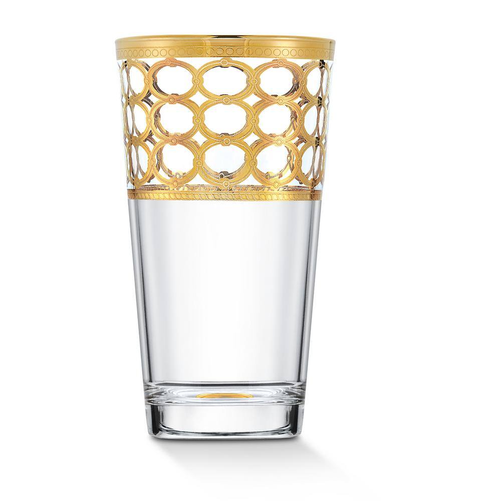 Lorren Home Trends 11 oz. Infinity Gold Ring Highball Glass (Set of 4) 1503