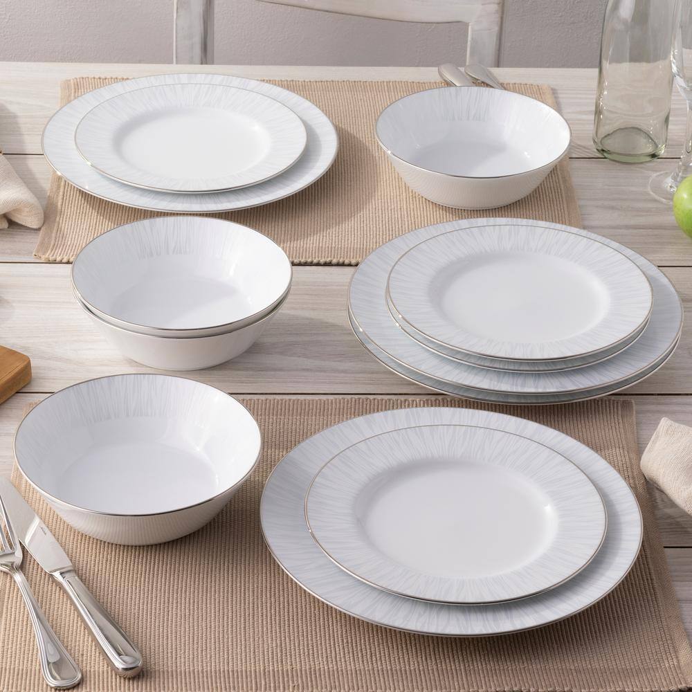 Noritake Glacier Platinum 12-Piece Set Service For 4 1702-12H