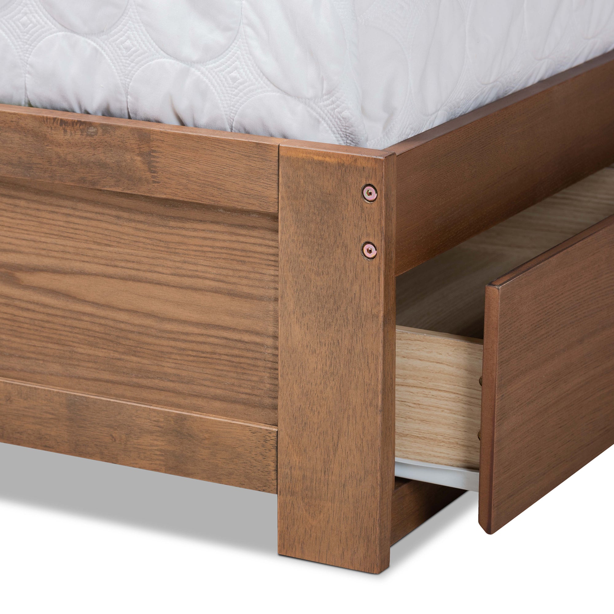 Baxton Studio Eleni Modern and Contemporary Transitional Ash Walnut Brown Finished Wood Full Size 3-Drawer Platform Storage Bed