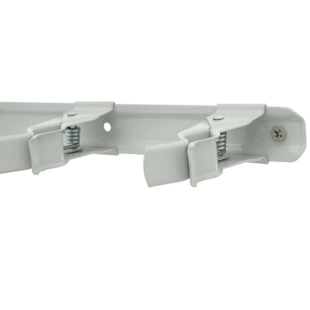 Everbilt 17 in. Wall-Mounted White Steel Spring Grip Clip Adjustable Storage Bar 01147