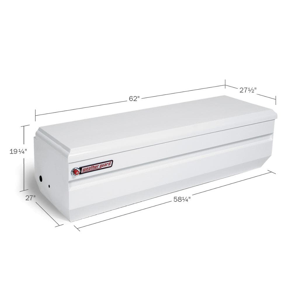 62-in x 27-in x 19.25-in White Steel Universal Truck Tool Box